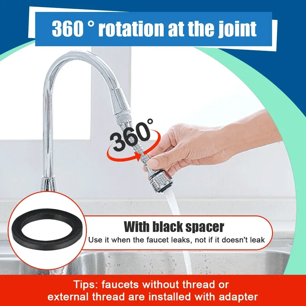 1PC 360 ° Swivel Faucet Extender Water Tap Aerator Nozzle Bubbler 2 Modes Water Saving Sprayer Filter ABS Kitchen Accessories