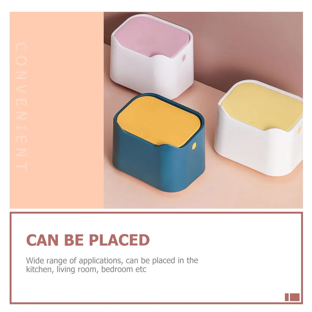 

1 set 1 Set Desktop Trash Can Plastic Lidded Household Mini Garbage Container Thick Countertop Waste Bin Reusable Sealed