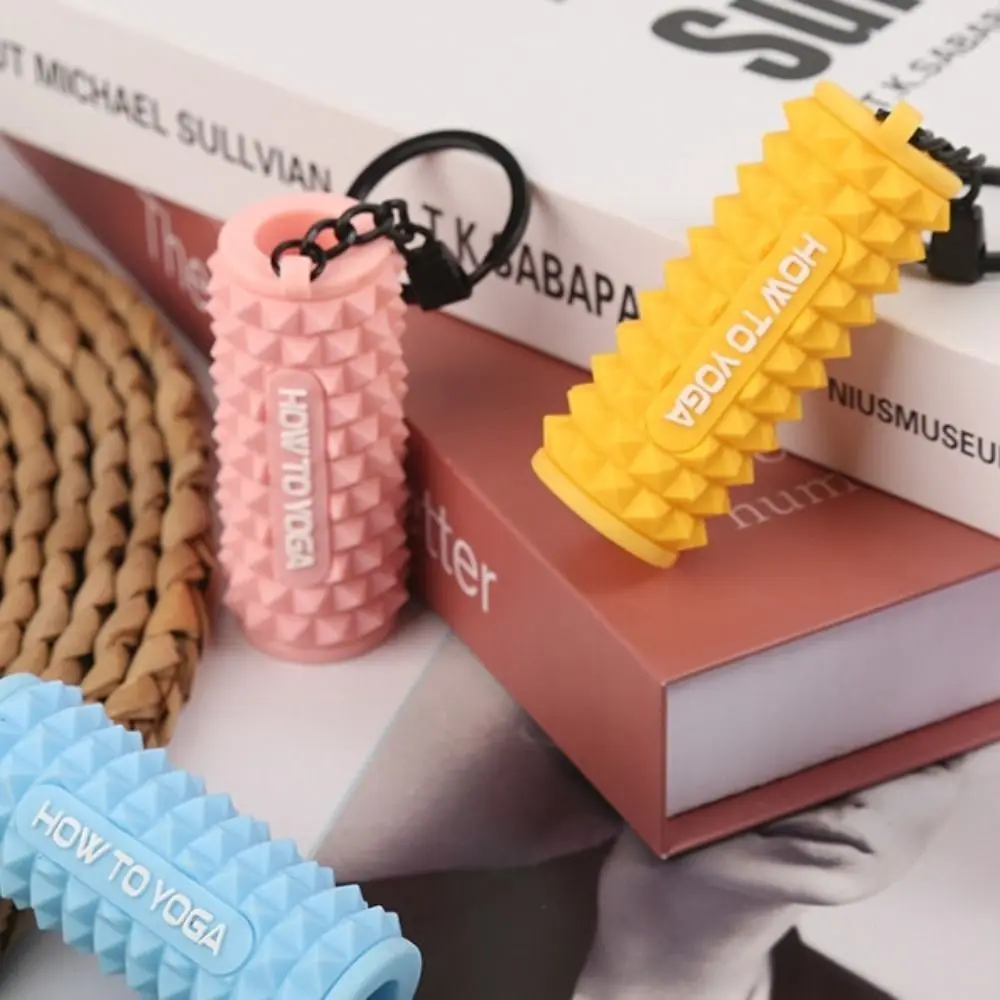 Finger Massage Mini Foam Roller Keyring Silicone Sports Style Foam Roller Shaped Keichain Muscle Relaxation Anti-Lost