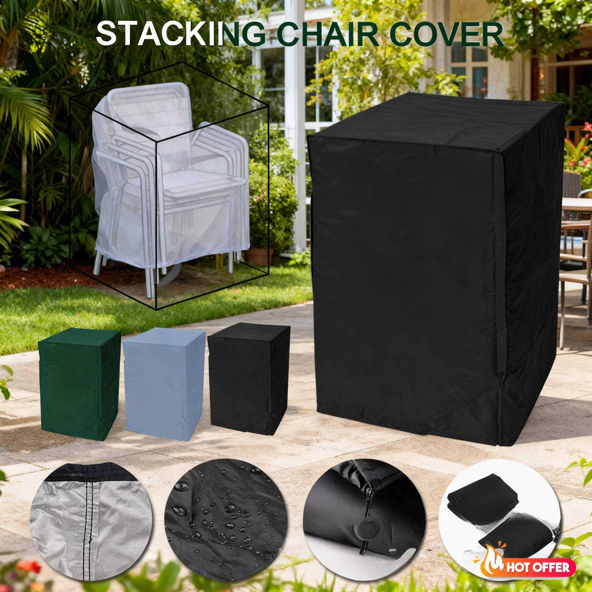 Chair Dust Cover Storage Bag Outdoor Garden Furniture Protector High Quality Waterproof Dustproof Chair Organizer Stacked