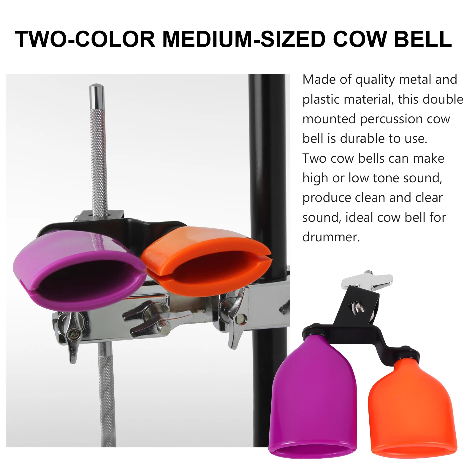 

Plastic Cow Bell Two Tone Noisemaker For Drum Set Percussion Instrument Accessories Hard Material Long Lasting