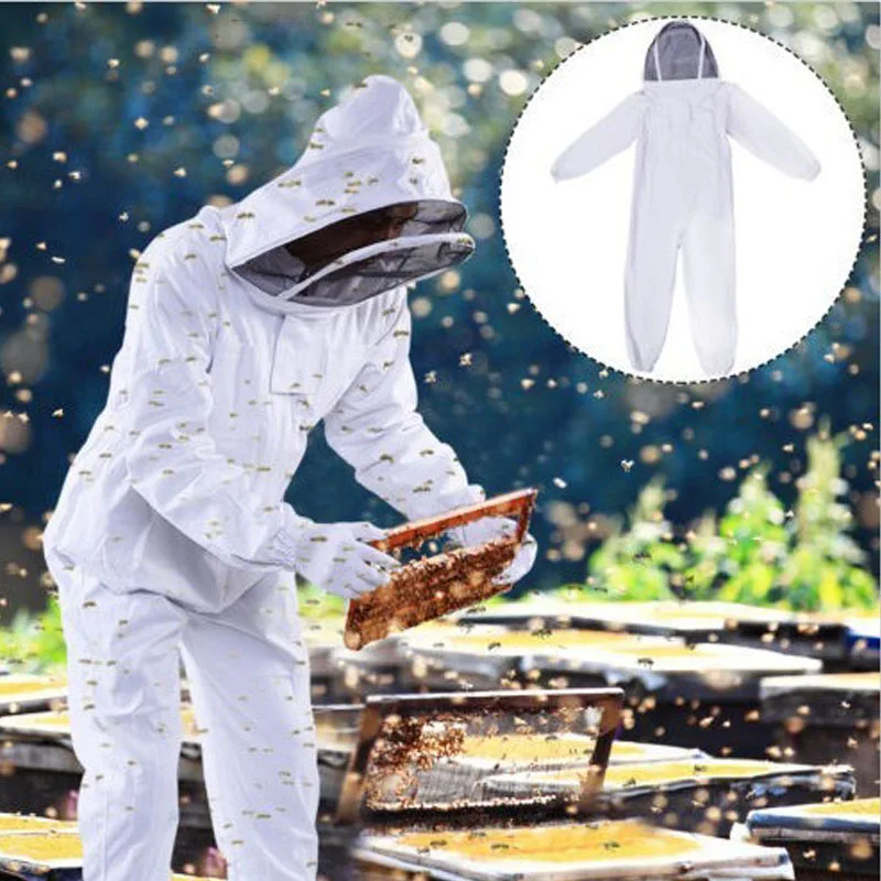 Beekeeper Suit Safety Protective Thick Jacket with Hat for Anti Bee Fishing Breathable Veil Beekeeping Tools Bee-Proof Clothing