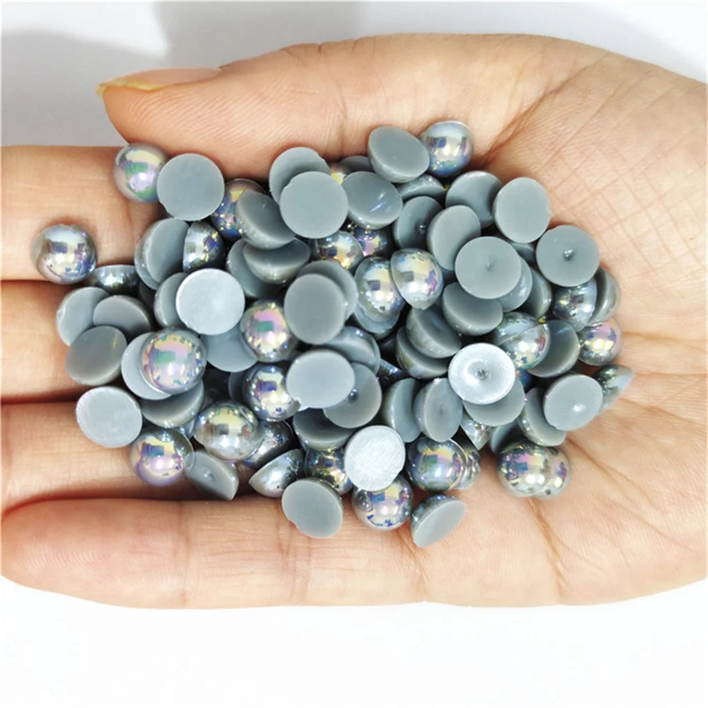 1.5-12mm Multi-size all colours AB Half Round Pearl glue on Rhinestone Crystal Non Hotfix Flatback clothing Nail Art decorations