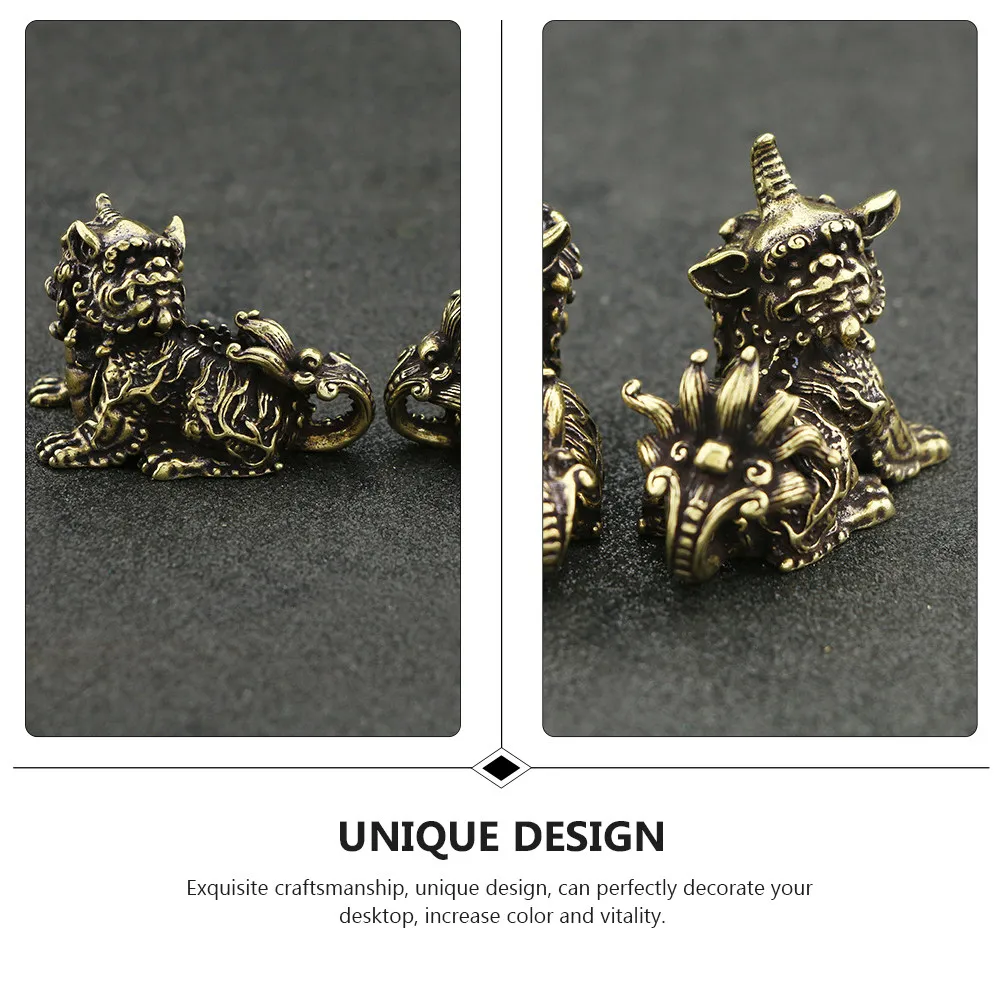 Kylin Tabletop Decoration, Copper Feng Shui Wealth Magnet for Home Office Desk, Prosperity Symbol, Lucky Desktop Adornment