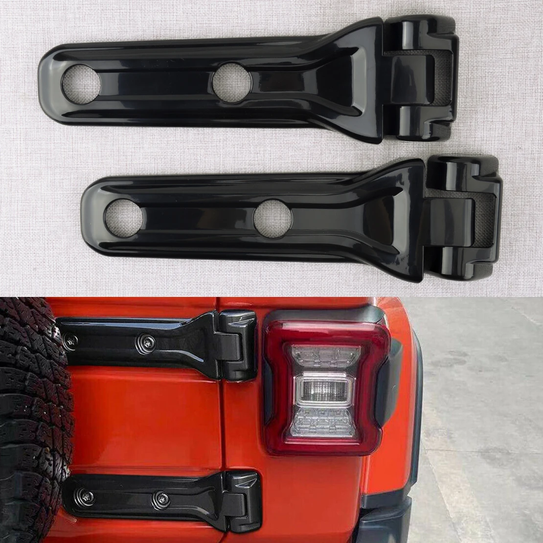 New Black ABS Car Tailgate Door Spare Tire Hinge Cover Trim Set Fit for Jeep Wrangler JL 2018 2019 2020 2021 2022