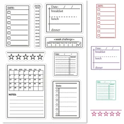 Calendar Planner Label Stencils Clear Rubber Stamp Vintage Frame Transparent Silicone Seals Stamp for Journaling Card Making
