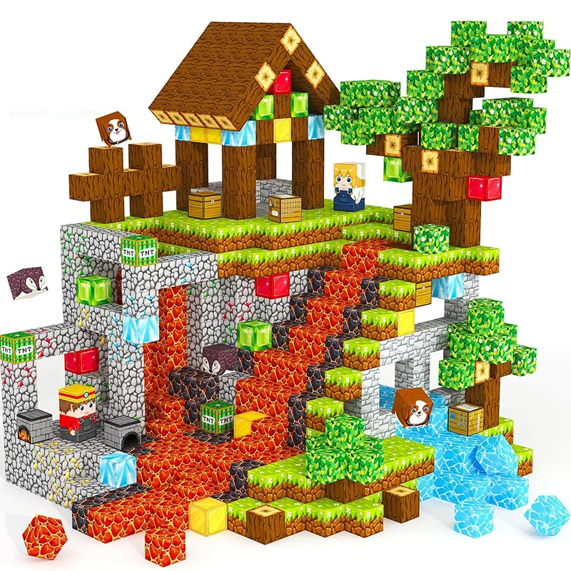 25-200 blocs de construction magnétiques-ensemble de jouets magnétiques créatifs, Kit de construction de cubes cadeaux de noël et d'halloween