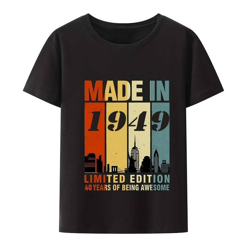 Make In 1949  Birthday Gift T-Shirt  Classic T Shirts for 74th 74 Year Olds Father and Mother  Short Sleeve  Graphic Tshirts