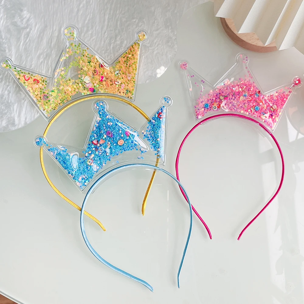 

Transparent Quicksand Headbands for Children Kids Girls Fashion Glitter Sequin Teeth Hairbands Bezel Hair Hoops Hair Accessories