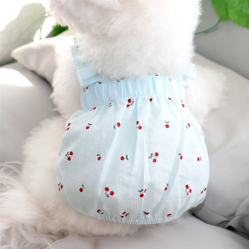 Bomei Skirt Spring and Summer Thin Section Puppy Dress Pet Cherry Clothes Than Bear Breathable Wedding Dress Dog Wan Gifts Gift