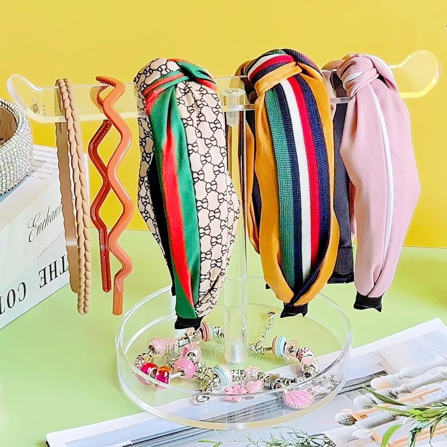 

Acrylic T-Shaped Organizer Transparent Jewelry Hair Accessories Display Rack Space-Saving Desktop Storage for Bedroom Boutique