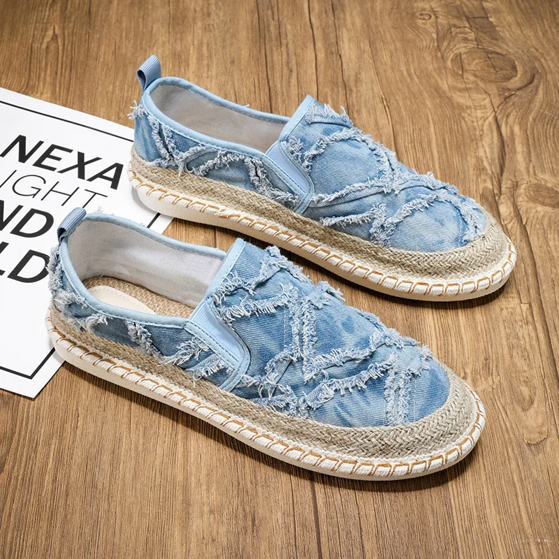 

Летняя мужская повседневная обувь, удобные плоские парусиновые туфли, мужские эспадрильи, дышащие дизайнерские лоферы без шнуровки, мужские туфли в рыбацком стиле