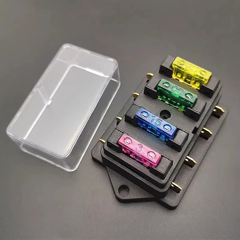 4/6/8/10 Way Car Fuse Box Car Fuse Holder Car Truck Auto Blade Fuse Box with 4/6/8/12 Fuses for 12V 24V ATO Standard Circuit