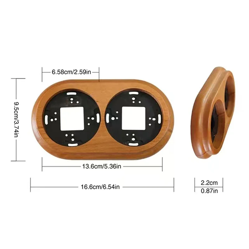 Retro Wall Surface Mounted Ceramic Switch Socket Accessories Wooden Base