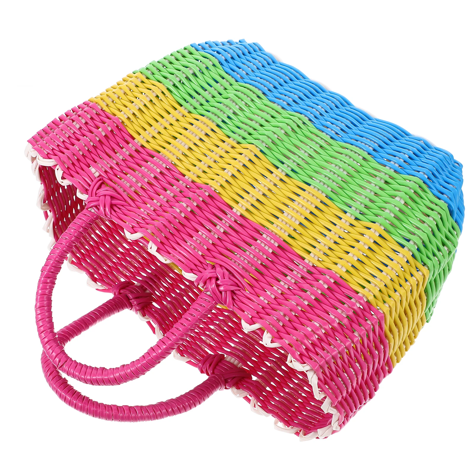 

Woven Basket Small Hand-held Storage Picnic Fruit Vegetable Home Kitchen Shopping Strong Plastic Handle Portable