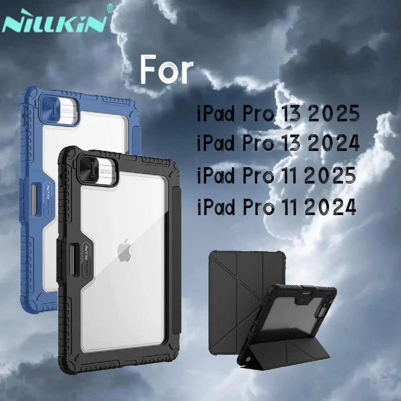 Чехол Nillkin Bumper Pro из кожи для iPad Air 13 2024/Pro 11 2024/Pro 12.9 20/21/22 с защитой камеры и функцией Smart Flip Cover