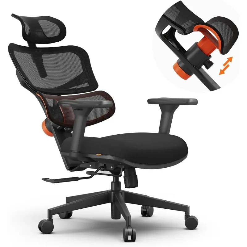 

Chair with Fully Adaptive Lumbar Support - Home and Ofiice Chair for Back Pain with 4D Armrest, Adjustable Headrest,