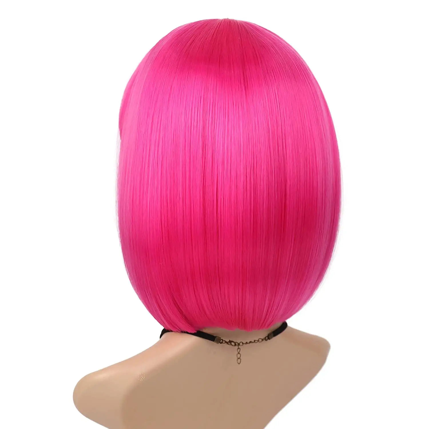 Synthetic Wig Pink Blonde Short Bob Machine Made Bangs for Women Girl Colorful Straight Cosplay Party Halloween Costume Daily image 2