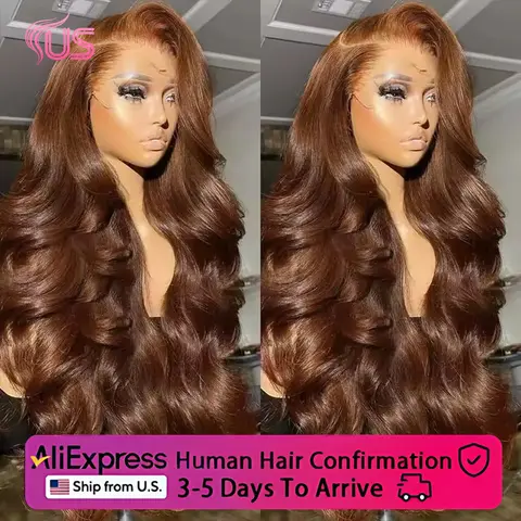 200 Density Chocolate Brown Wig Human Hair Body Wave Lace Front Wig 13x6 Hd Lace Frontal Wigs 5x5 Brown Human Hair Wig For Women
