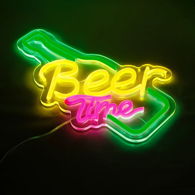 Beer Time Led Neon Sign Shop Bar Restaurant Hotel Decorative Light Neon Bedroom Wall Kitchen Personalized Decor Night Light USB