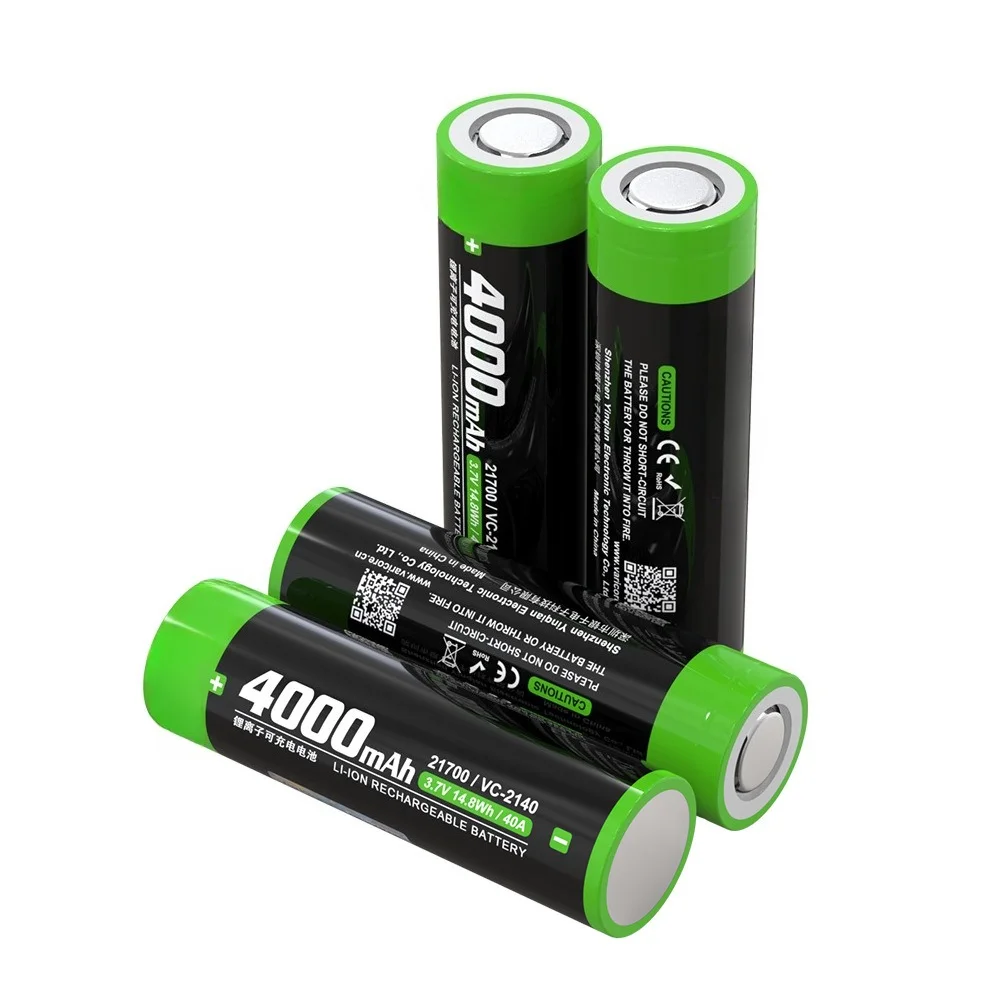 3.7 فولت 21700 بطارية ليثيوم 4000 مللي أمبير خلية الطاقة 40A التفريغ المستمر للدراجة الإلكترونية/الطائرة بدون طيار/Vape/RC بطارية ليثيوم أيون قابلة للشحن