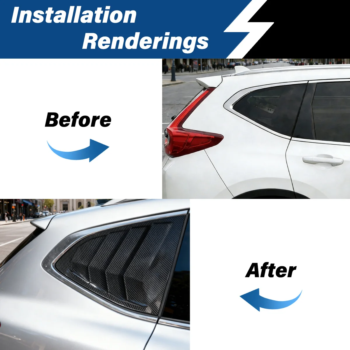 For Honda BREEZE CRV 2017 2018 2019 Rear Louver Window Side Shutter Cover Rear Triangle Window Vent Scoop Blind Car Accessories - view 2