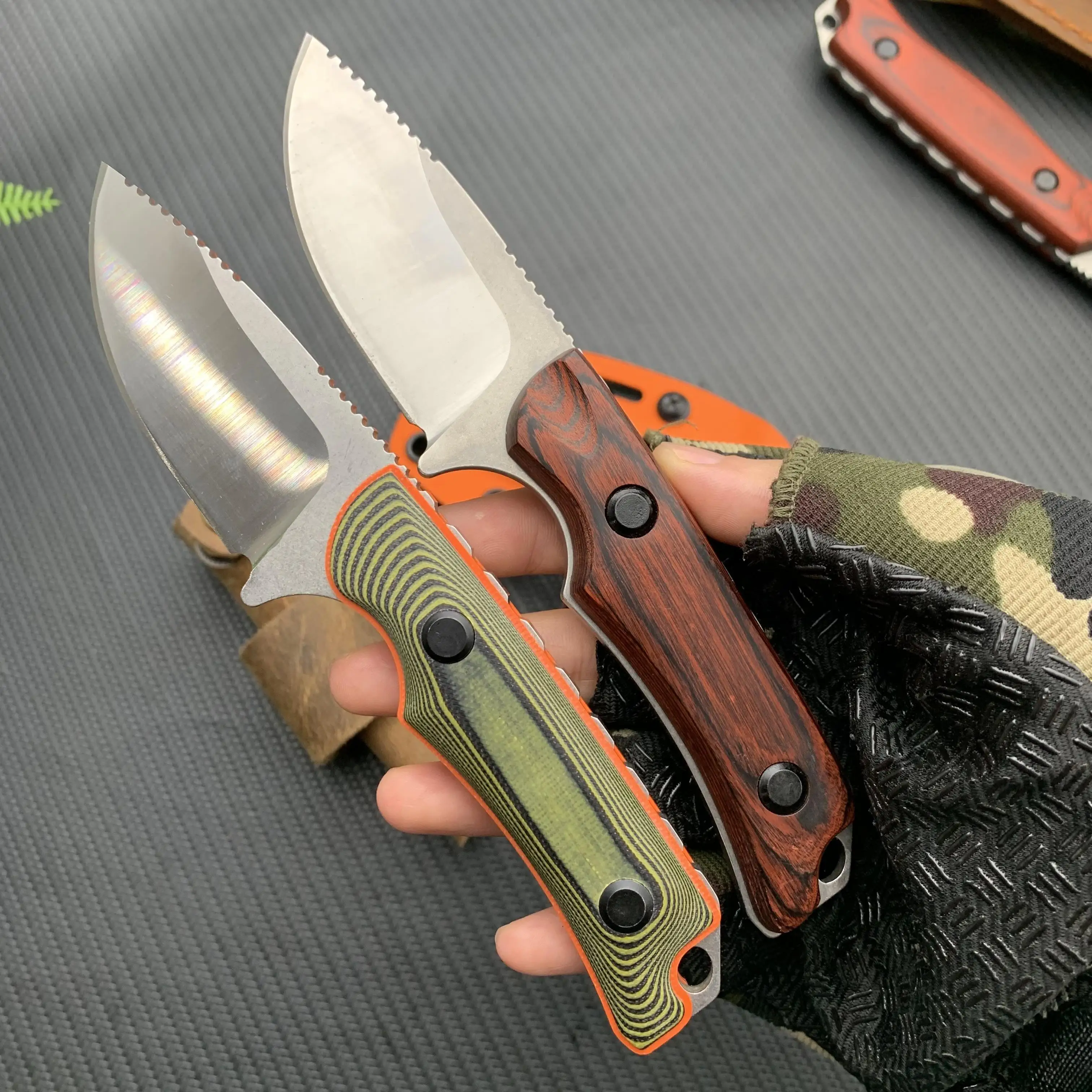 15002 15700 Full Tang Fixed Blade Knife, Two-tone Textured G10 Handle with Protective Kydex Sheath, Outdoor EDC Survival Knife