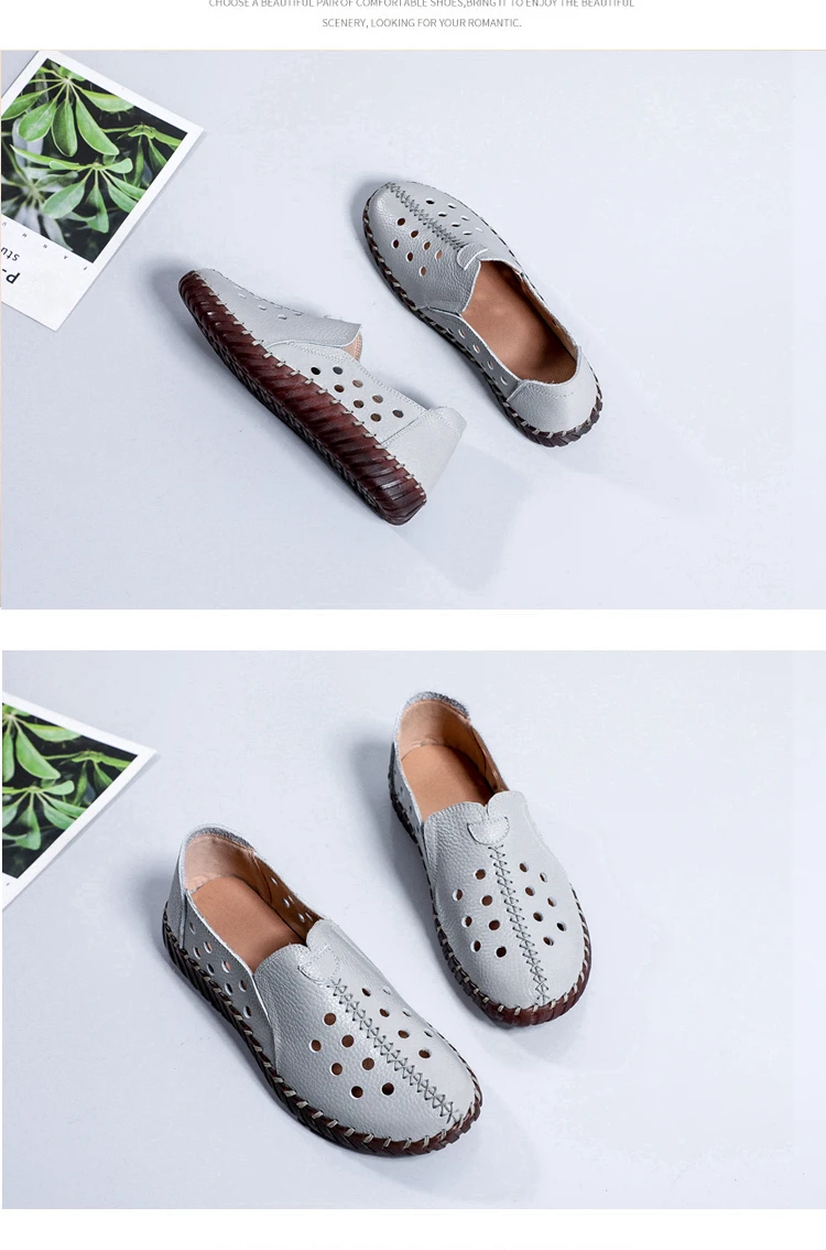Orthopädische Turnschuhe für Damen, echtes Leder, breite Füße, weiße Slipper für Damen, 2024, lässige Lazy Driving-Mokassins-Schuhe – Detail 15
