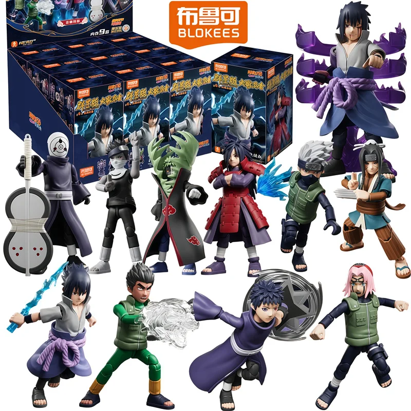 Nouveaux Blokees Naruto ‌   Uchiha Madara Obito Uchiha Uchiha Sasuke Zabuza Hatake Kakashi figurines d'action boîte aveugle assemblage jouets cadeaux