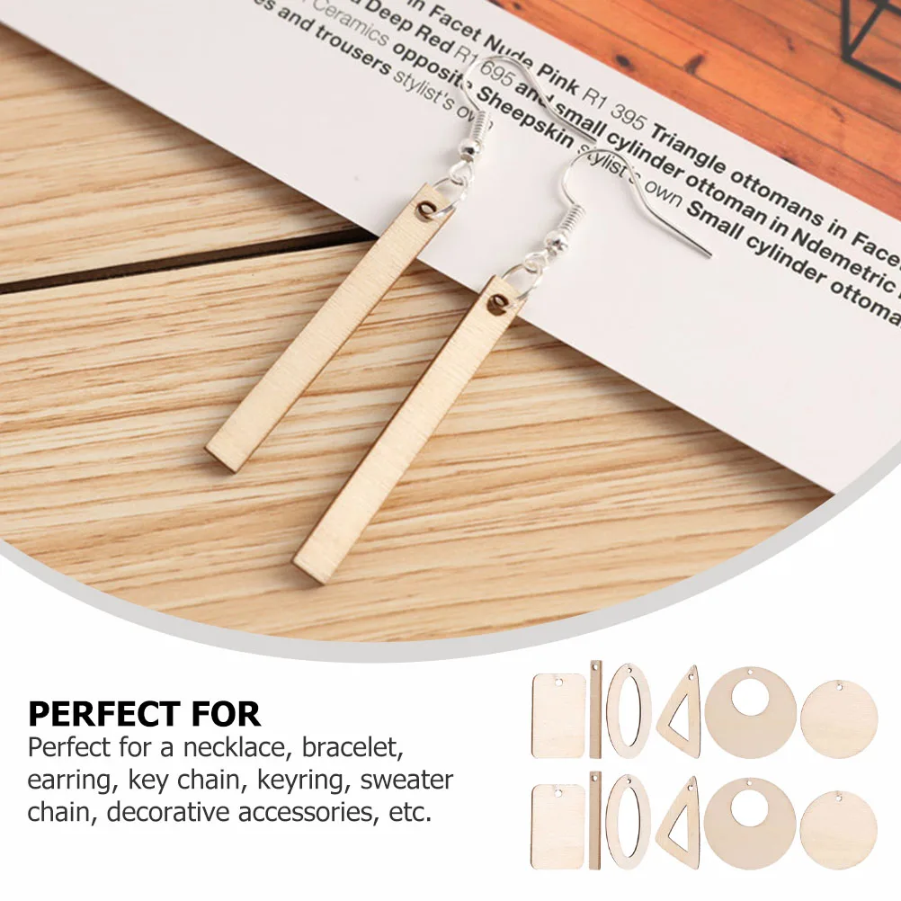 

60pcs Creative Wood Blanks Charms Earring Base Pendant Diy Jewelry Making Kit Simple Stylish Shape Pendant Charm For Necklace