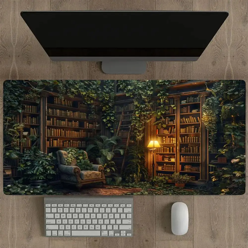 

Коврик для мыши Dream Forest с книжной полкой, большие утолщенные коврики для офисного стола, резиновые противоскользящие игровые коврики для ноутбука XXL
