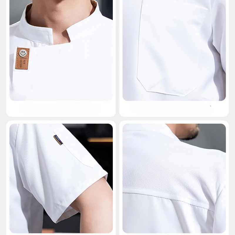 Chaqueta de chef profesional de manga corta para mujer, ropa de trabajo de cocina transpirable para hornear