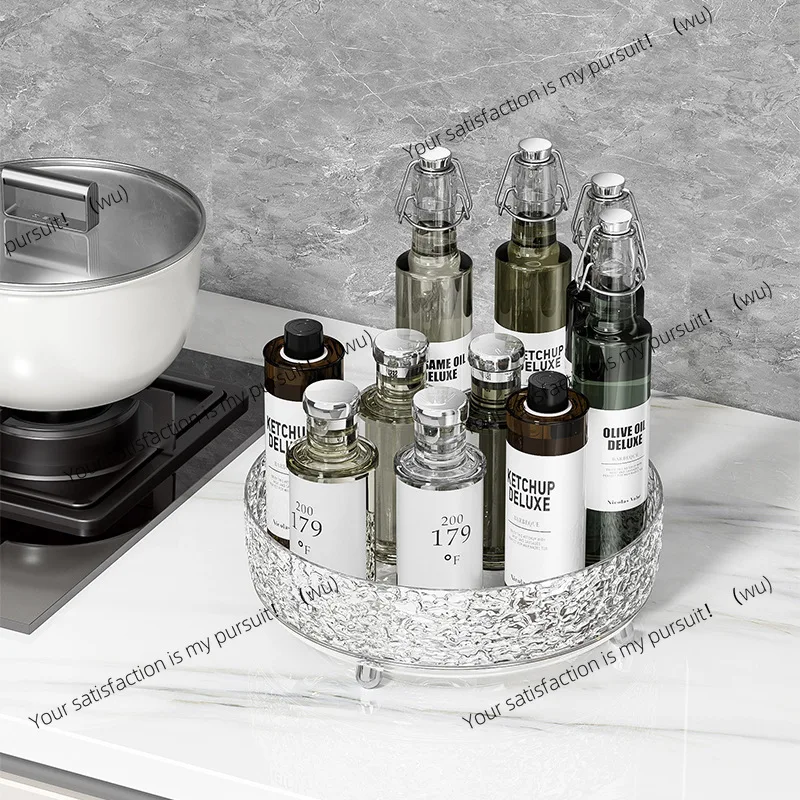 Rotating seasoning rack, kitchen countertop, multi-functional storage, vinegar, soy sauce bottle can storage rack,
