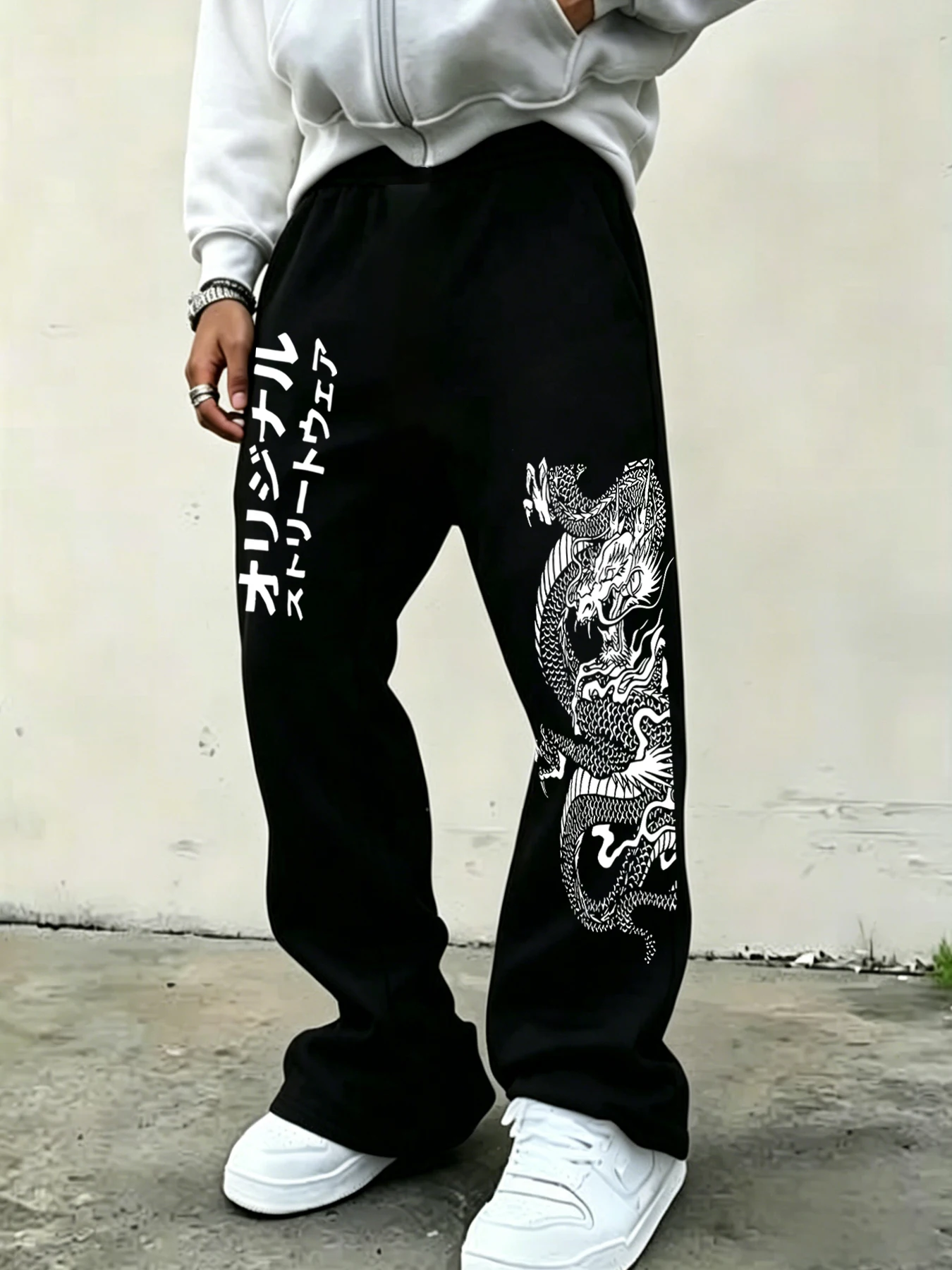 

Men's Trendy Printed Flared Pants: Relaxed Fit, Slimming, High-Street Style, Versatile Casual and Athletic Pants