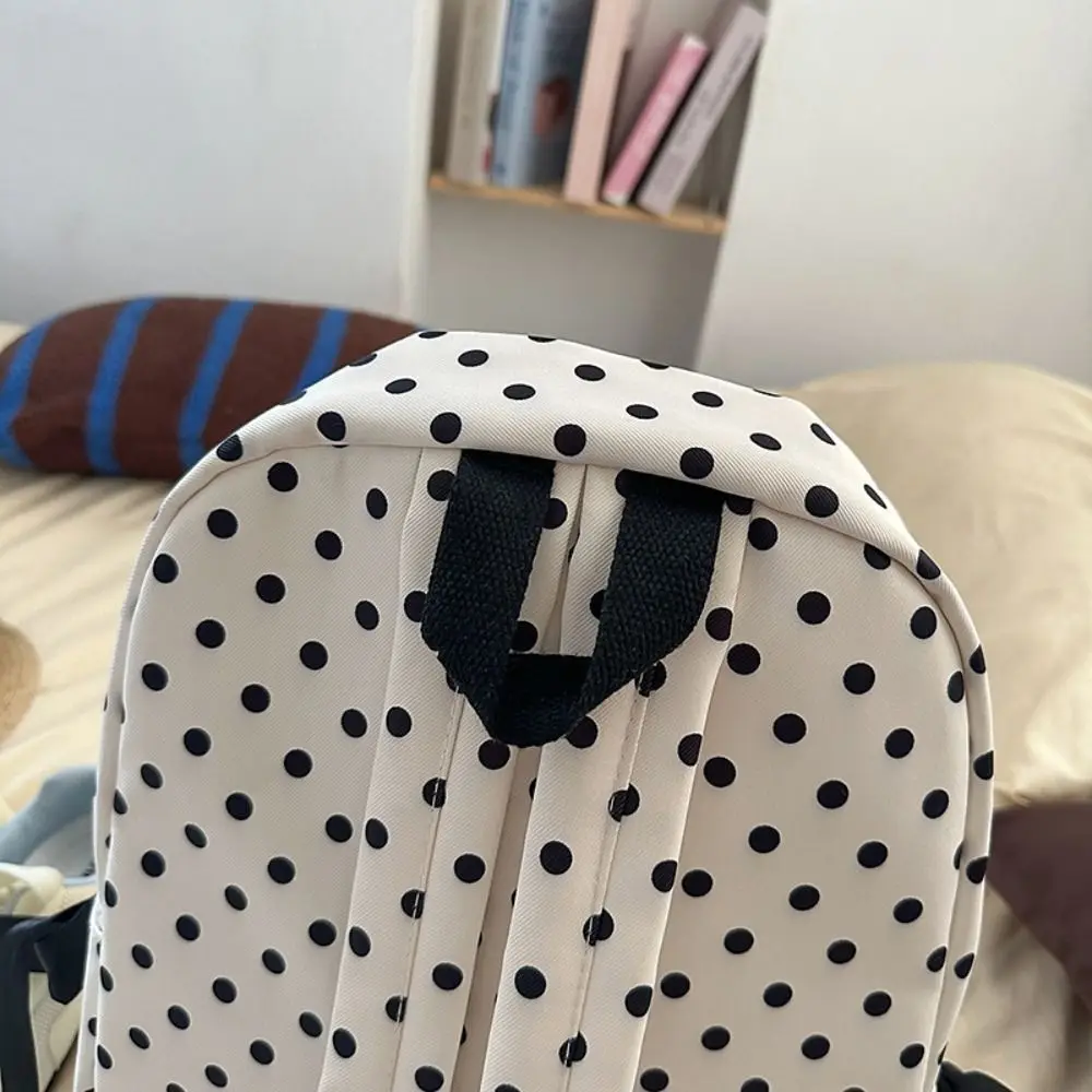 Fashion Sweet Polka Dot Backpack Minimalist Bowknot Design Bow Rucksack Multiple Pockets Lightweight Student School Bag Commute
