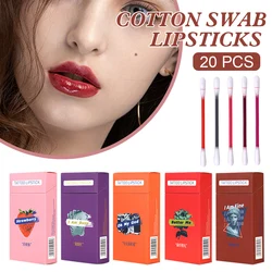 20pcs Disposable Cotton Swab Lipsticks Set Waterproof Non-Sticky Tattoo Cigarette Lipgloss Long Lasting Lips Stain Cosmetic kit