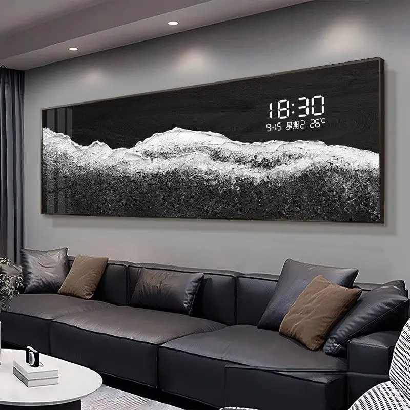 Screen Large Living Room Electronic Background Wall Clock Sofa Advanced Digital Wall Clock Horloge Murale Home Decoration
