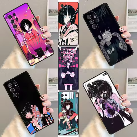 Japanese Style Anime Girl Phone Case For Samsung Galaxy S23 S21 S20 FE S24 S22 Ultra Note20 S10 S9 S8 Plus Silicone Cover