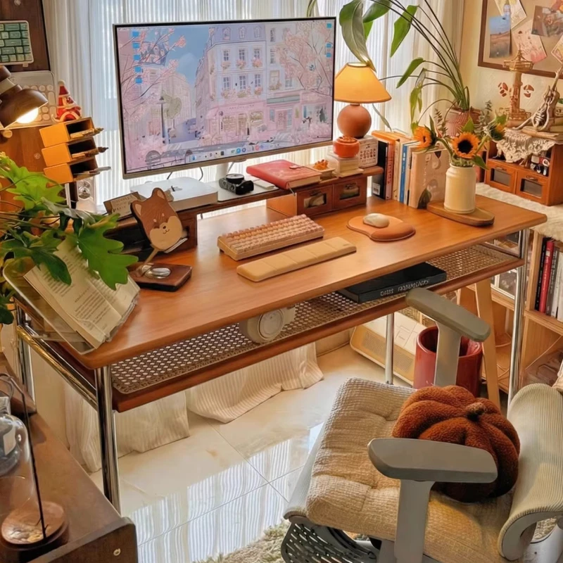 

Small apartment complex medieval solid wood computer desk, balcony household bedroom