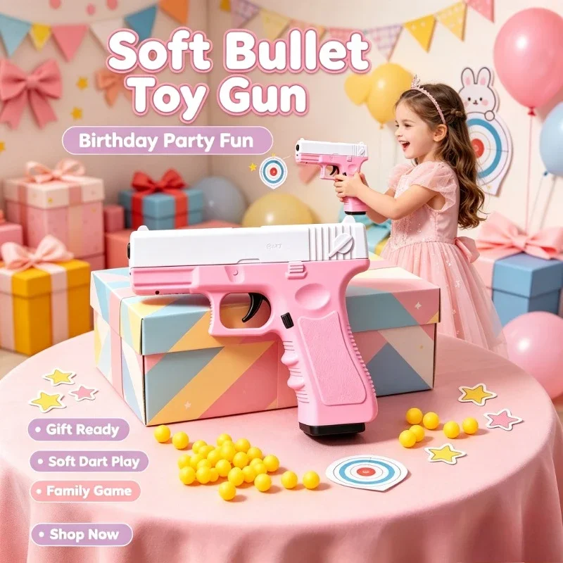 Durable Manual Soft Bullet Launching Toy, Built-in Laser Accessory for Backyard Recreational Target Training Game