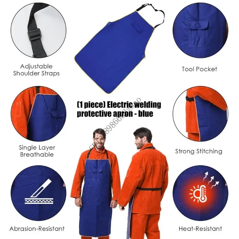 H7EA 산업용 용접 보호 앞치마 화염 지연 재료 금속 절단 제조 작업을위한 큰 커버리지 설계