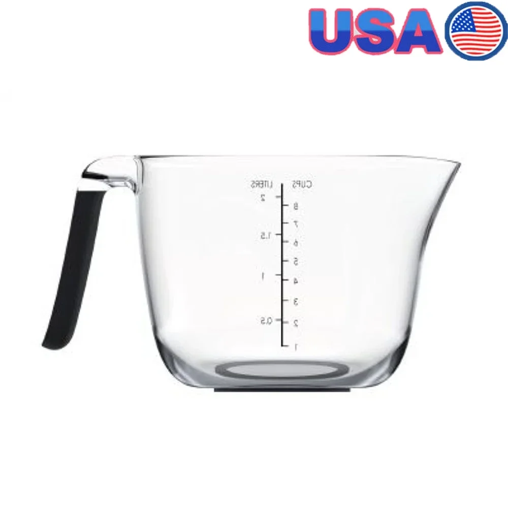 

Universal 8 Cup Clear Plastic Batter Mixing Bowl Black Handle