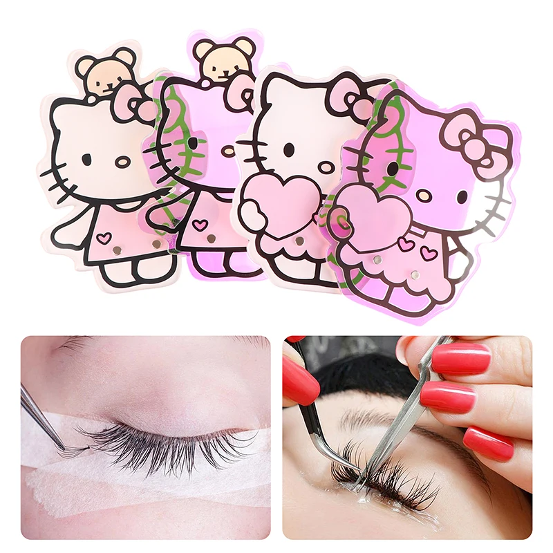 Colorful Hello Kitty Shape Magnetic Suction False Lashes Tray Holder Acrylic Eyelash Extension Display Board Makeup Tools