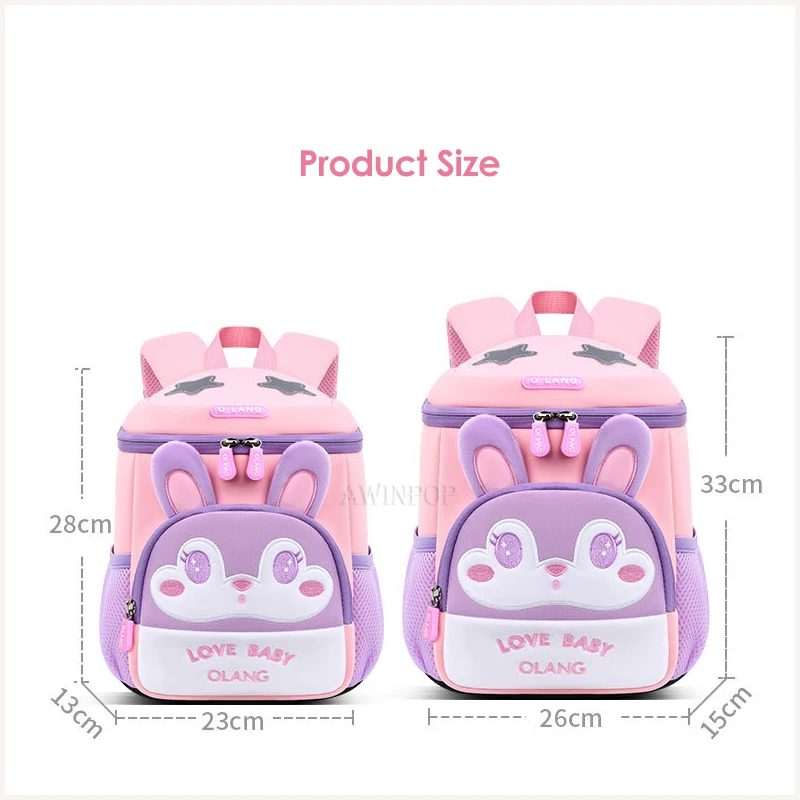 Mochila escolar Kawaii para niñas, morral escolar con diseño de oso de dibujos animados, bonito Zorro, bolsa de viaje para niños pequeños