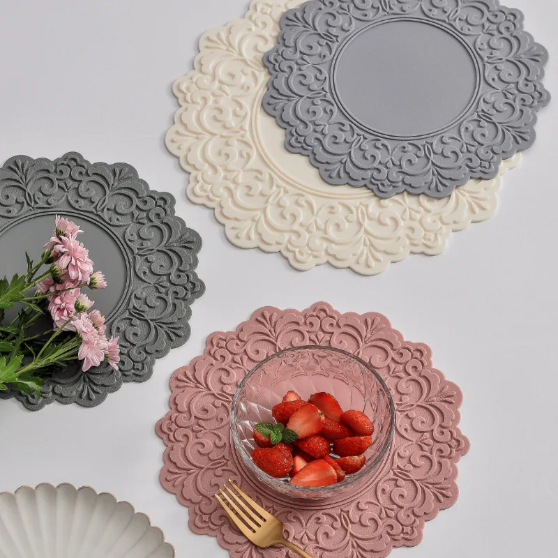 

Silicone lace mat retro relief lace placemat bowl mat teacup mat pot mat plate mat insulation