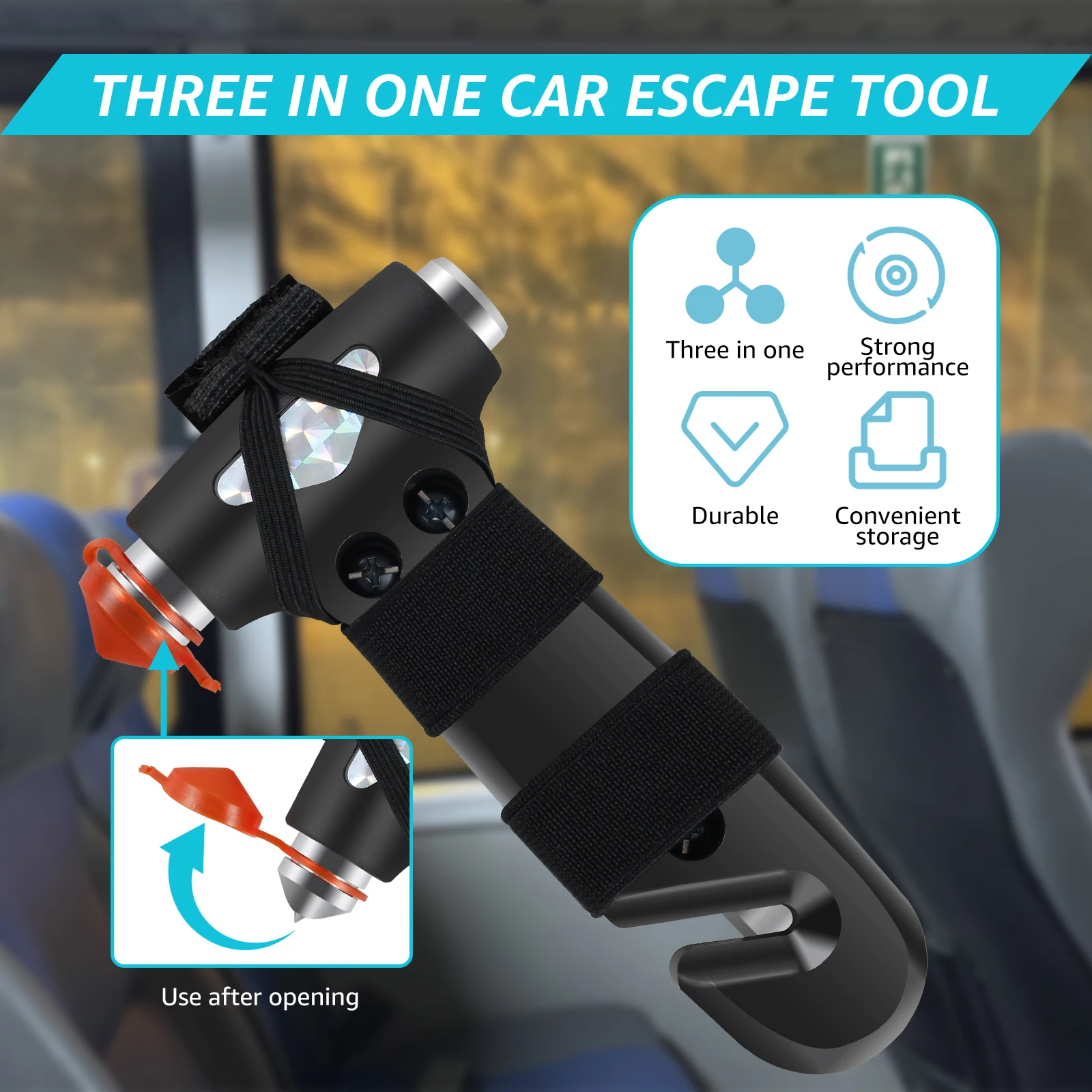 Car Safety Hammer Car Emergency Tool Universal with Belt Cutter Life-Saving 3 In 1 Emergency Glass Window Breaker Rescue Tool