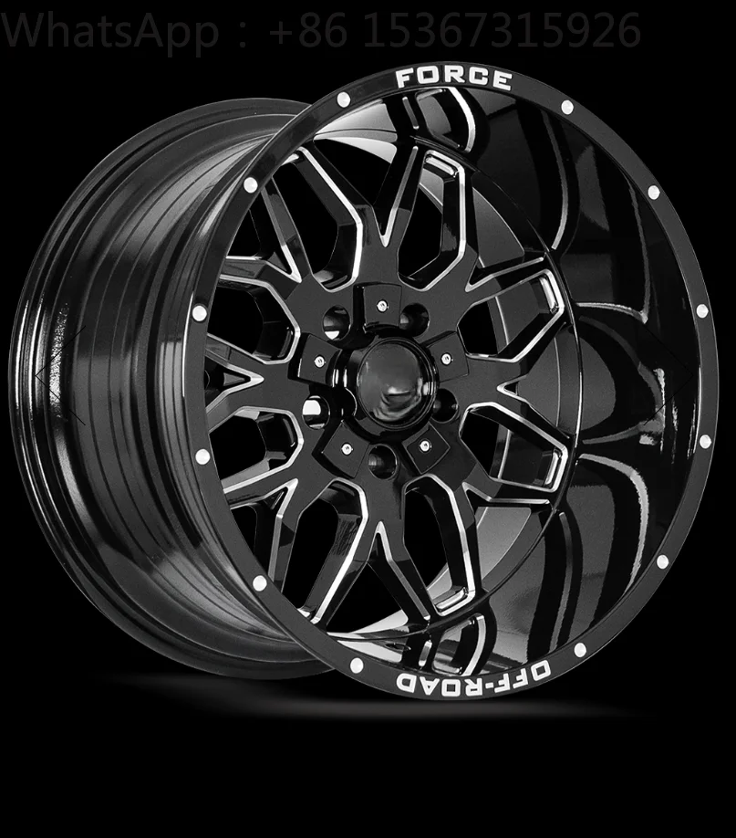 20 Inch Custom Deep Dish Rivet Decoration Fully Painted Black Off Road Wheel Multi Parameter PCD New