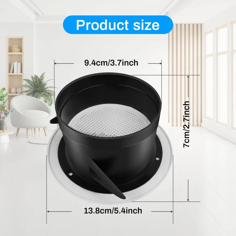 Tampa de ventilação redonda com aberturas Soffit de 4 polegadas com exaustor de banheiro com tela voadora integrada, escritório e casa, (100 mm)