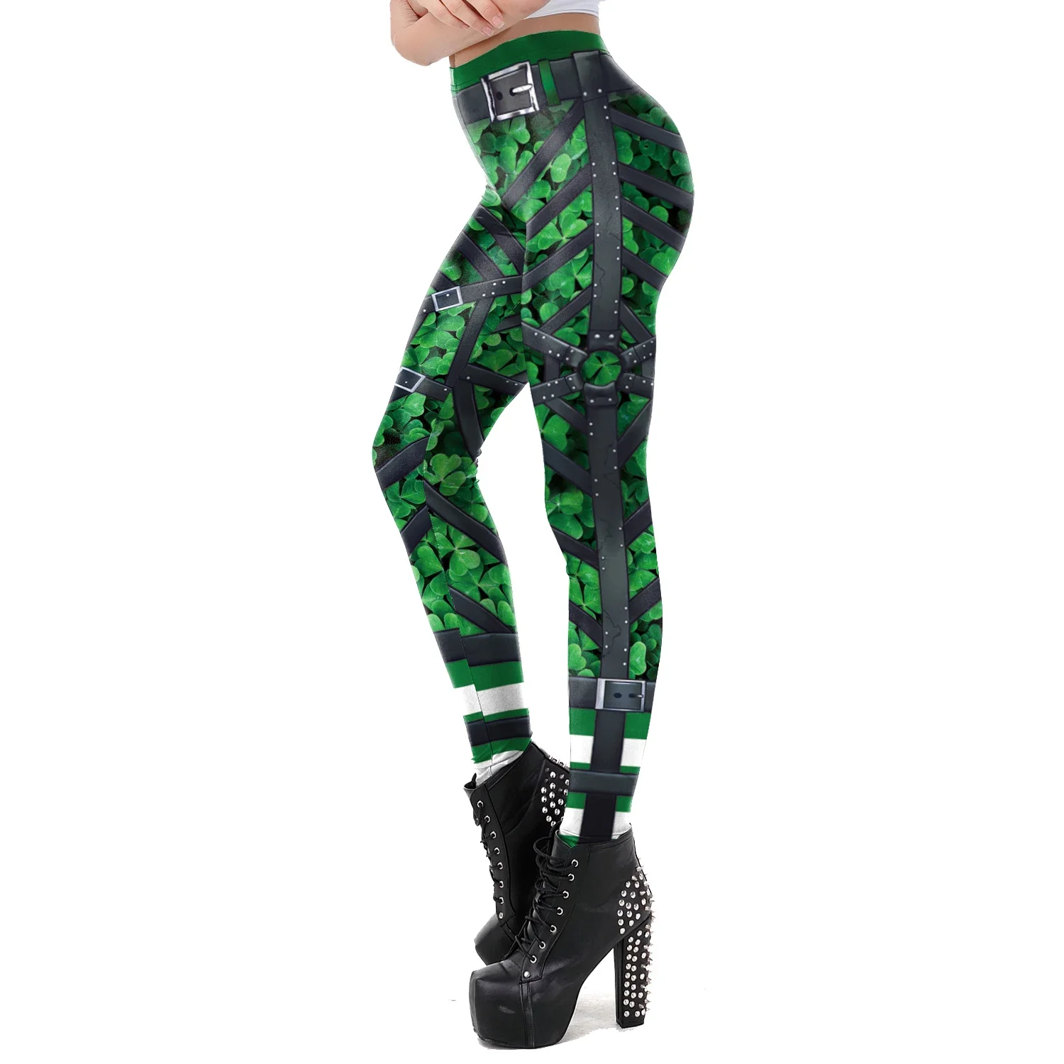 Leggings St. Patrick's Day  Women Clothing Sexy Skinny Four Leaf Clover Print Leggings for Girls