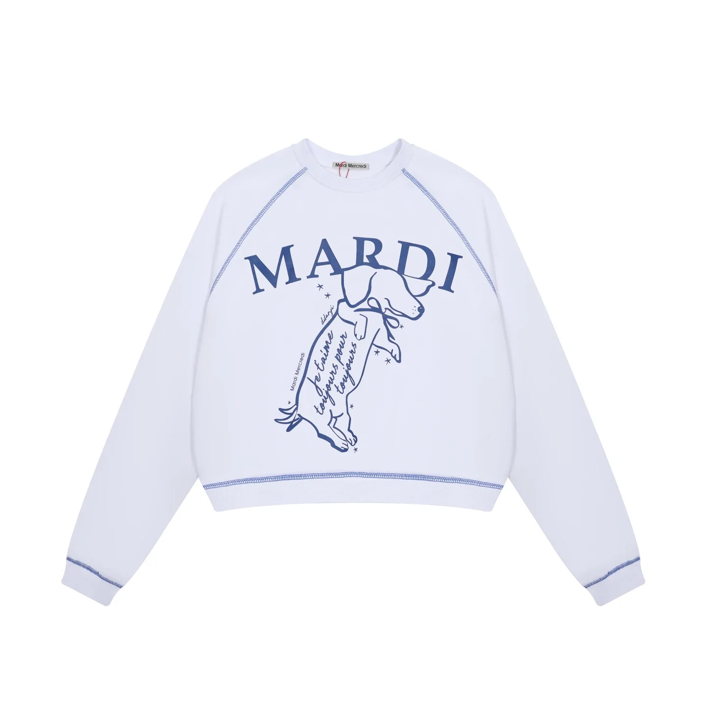 Mardi Mercredi Womens Long Sleeve Top Cotton Raglan Cropped Pullover Crewneck Sweatshirt for Daily Casual Street Commute